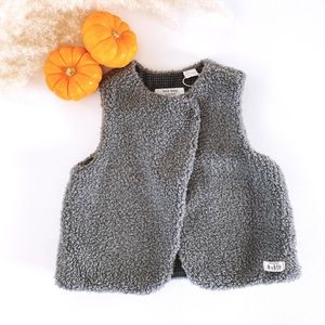 Zara Boucle Piled Fleece Gray Vest